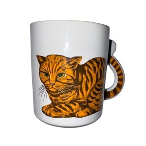 VINTAGE Orange Tiger Tabby Ceramic Coffee/ Tea Mug W/ Tail Handle